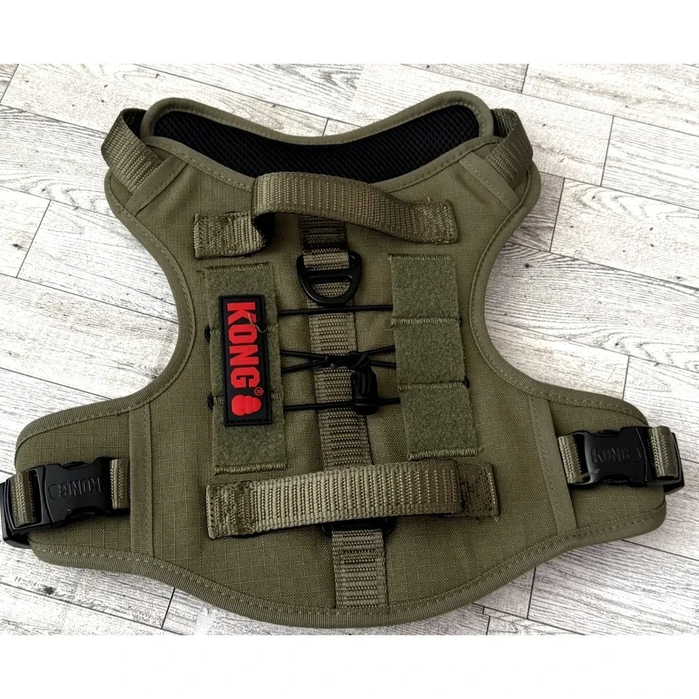 KONG Ultra Durable Tactical Dog Harness Double Handle Vest Green Medium